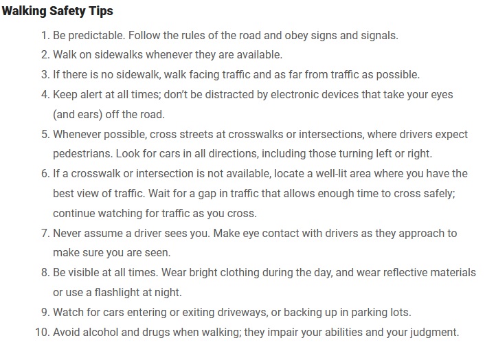 Tips for Pedestrian Safety  Governor's Traffic Safety Committee